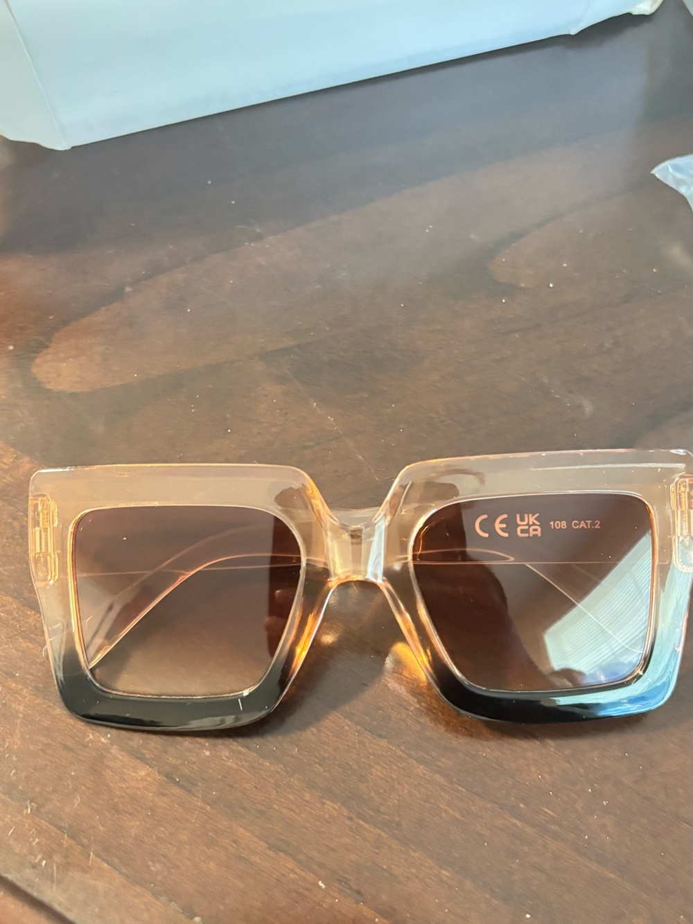 Oversized Square Gradient Brown Women's Sunglasses